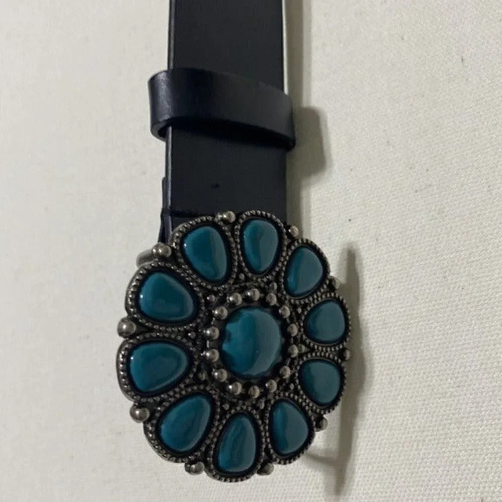 -New York & company leather belt women M embellishments boho festival rodeo y2k